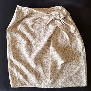 Ann Taylor Silk Cream Patterned Skirt